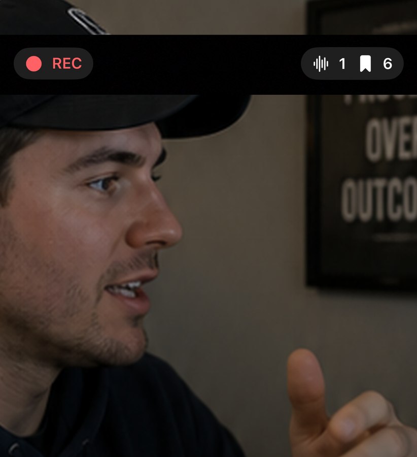 A trade recording in progress, with the REC indicator and marker counts on screen.